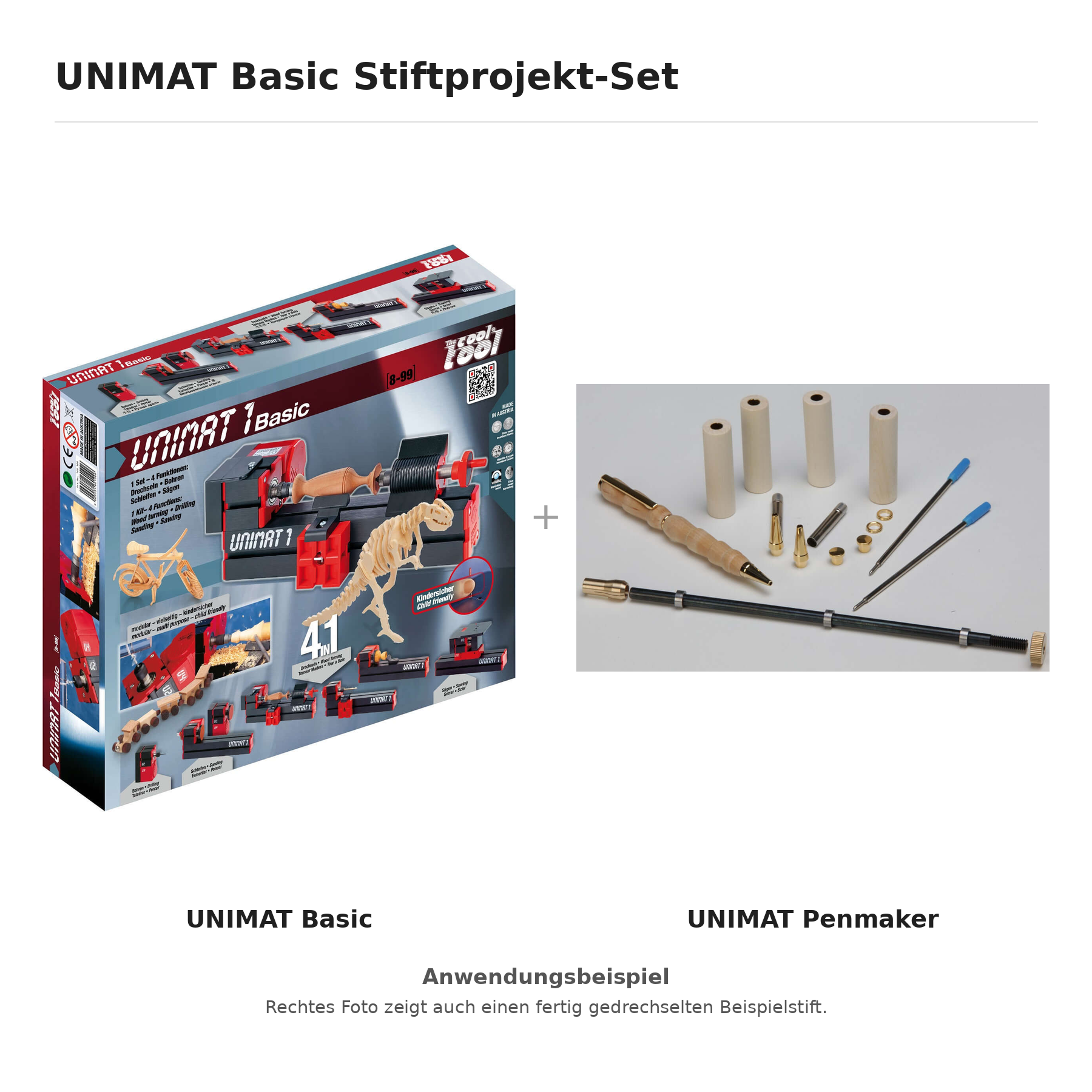 UNIMAT Basic Stiftprojekt-Set: Basic-Maschine und passender Penmaker als Collage